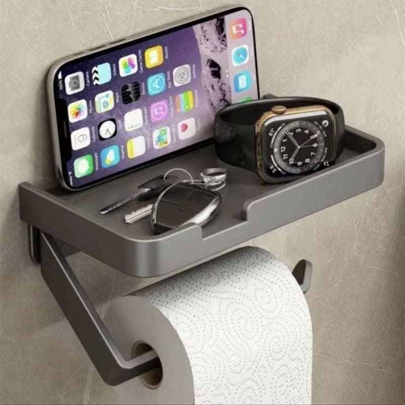 Toilet Paper Dispenser Bathroom Toilet Paper Holder Stand Napkin Tender Paper Roll Holder Phone Shelf Kitchen Storage Rack